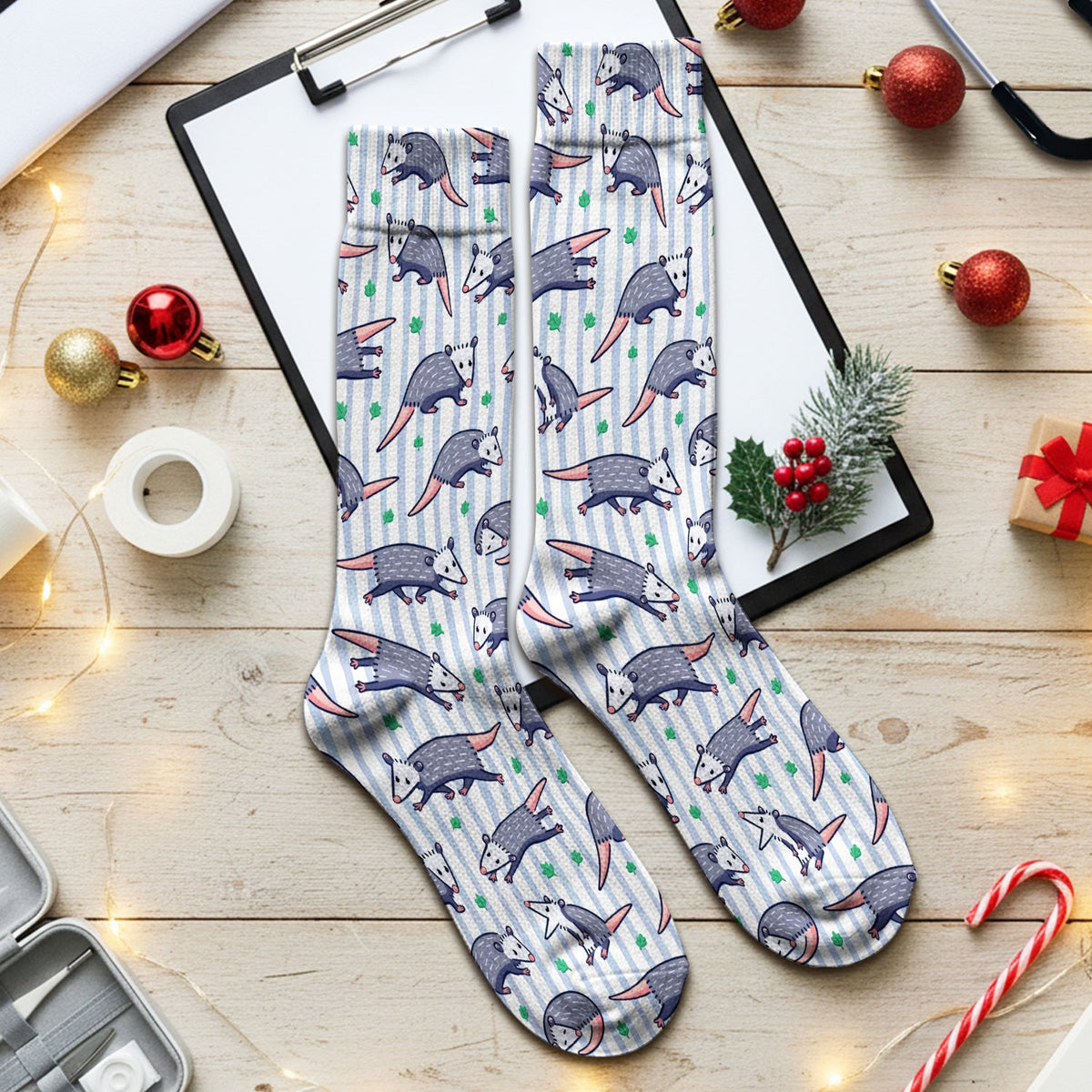Opossum Blue Stripe Nurse Socks