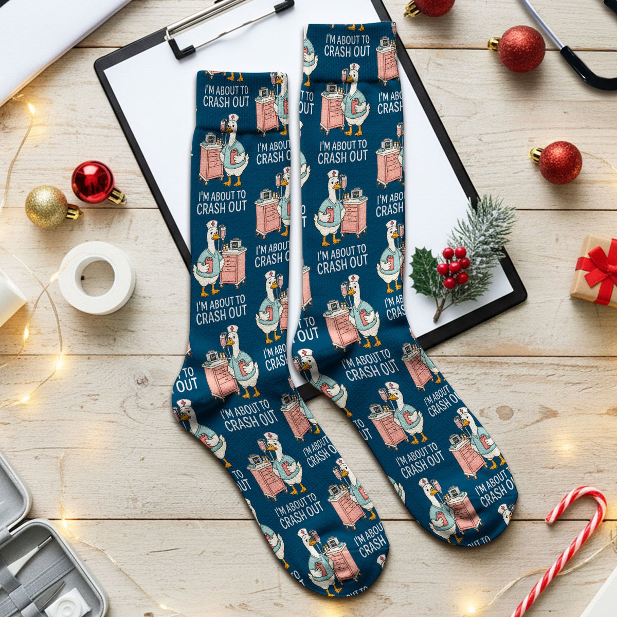 Goose Crash Out Nurse Socks