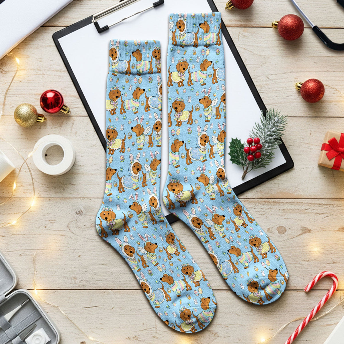 Dachshund Bunny Nurse Socks - Easter Gift