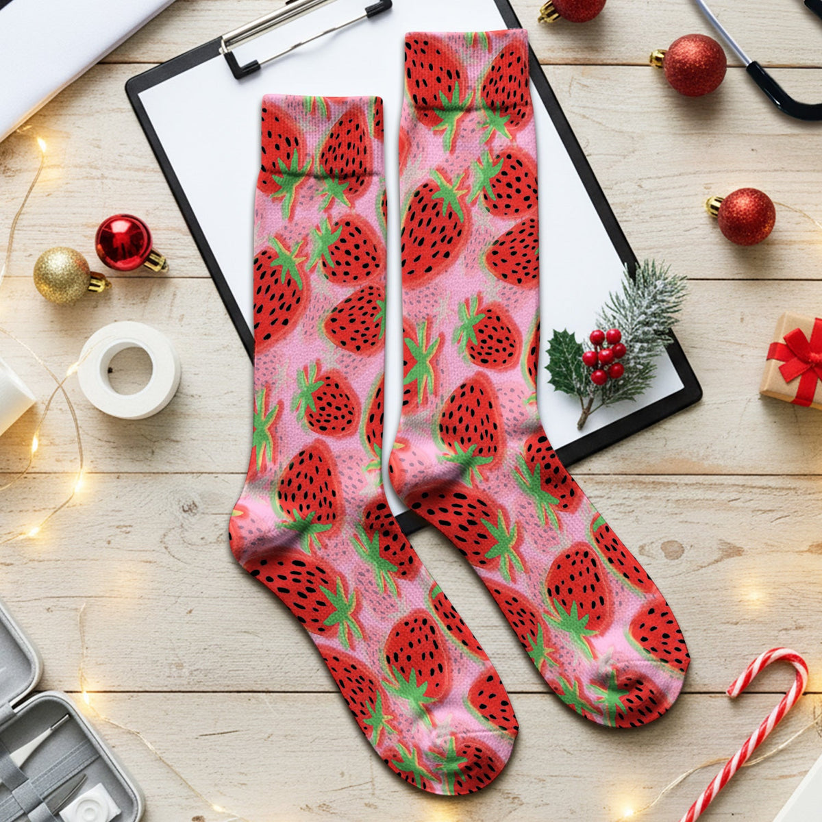Pink Strawberry Nurse Socks