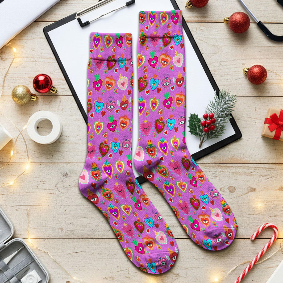 Valentine Colorful Sacred Heart Nurse Socks
