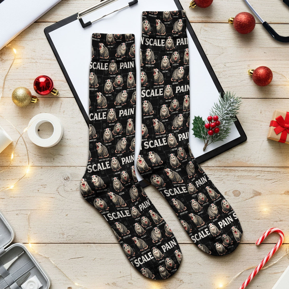 Edgy Possum Pain Scale Nurse Socks