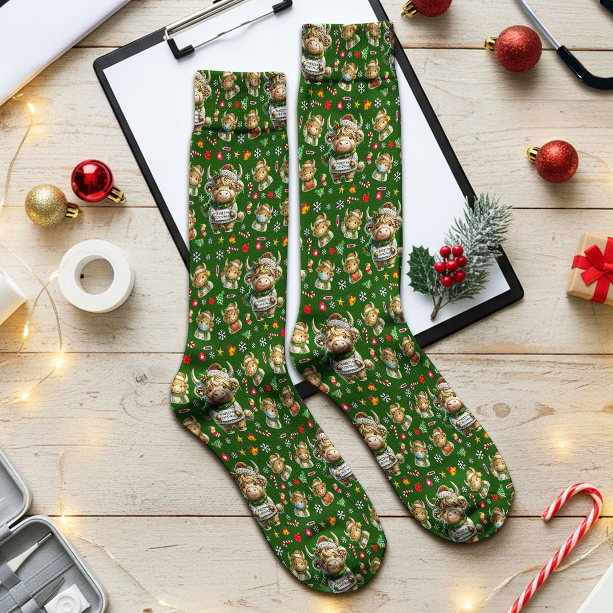 Highland Cow Nurse Socks - Christmas Gift
