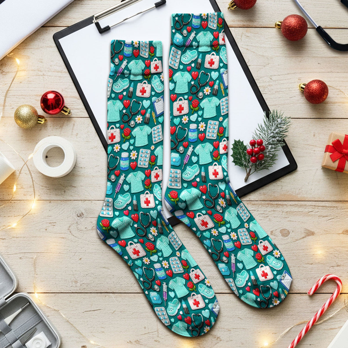 Medical Icons Nurse Socks