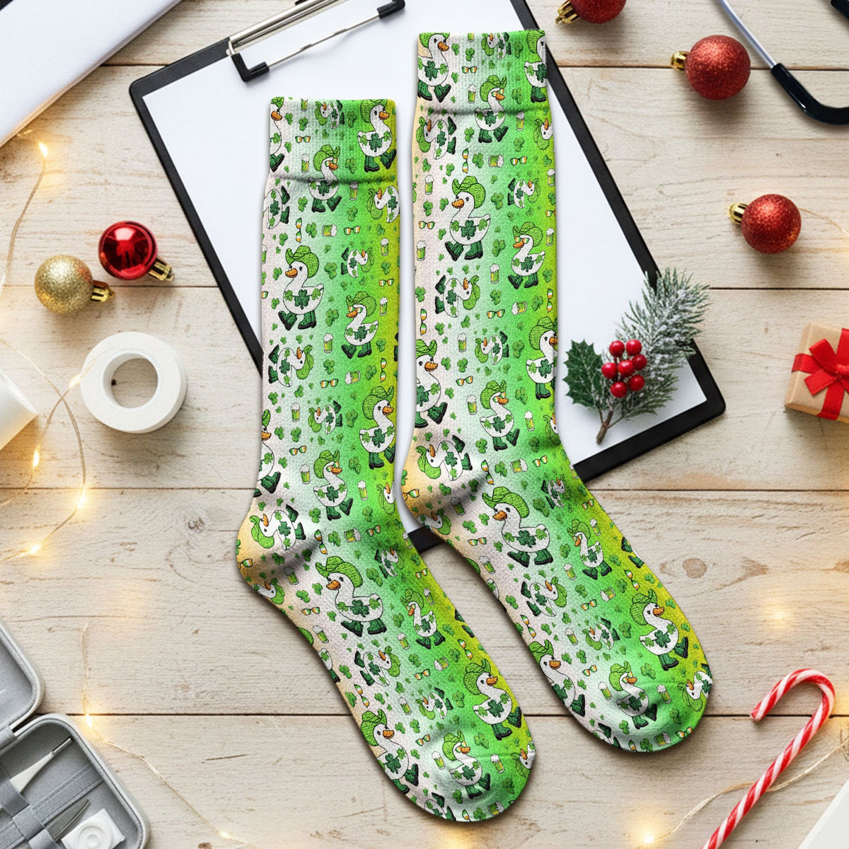 St Patrick Goose Shamrock Nurse Socks