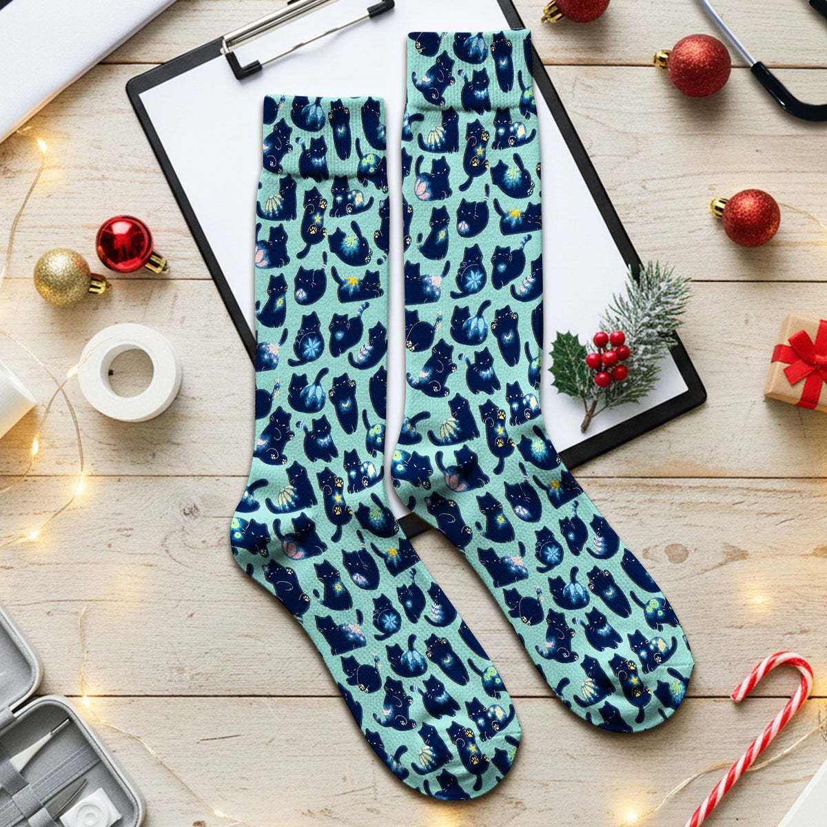 Midnight Black Cat Nurse Socks