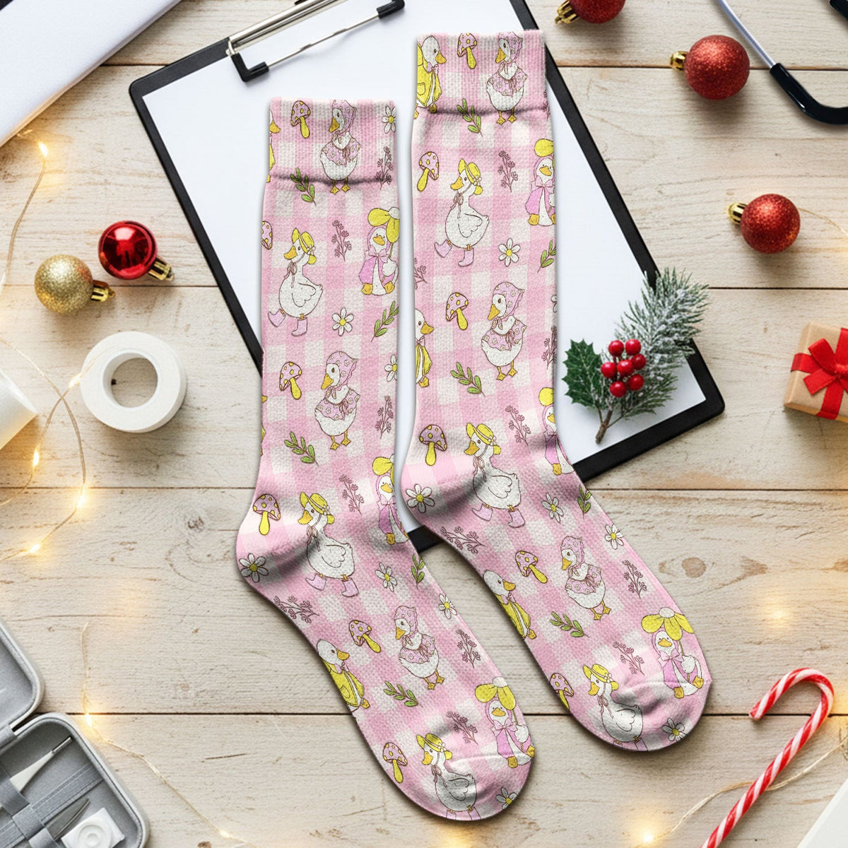 Duck Outfit Gingham Nurse Socks