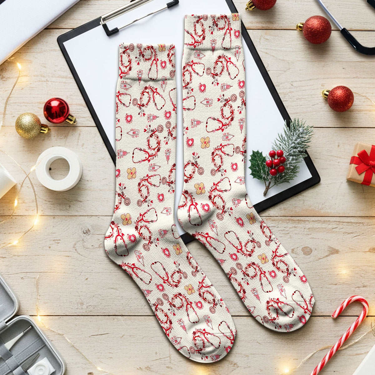 Heart Stethoscope Nurse Socks