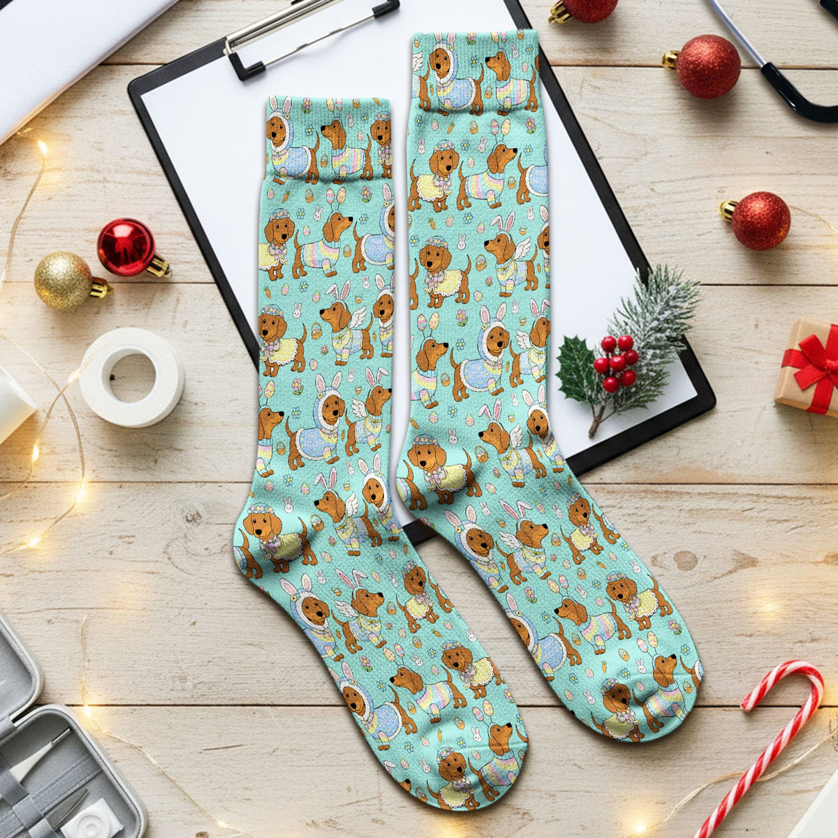 Dachshund Bunny Nurse Socks - Easter Gift
