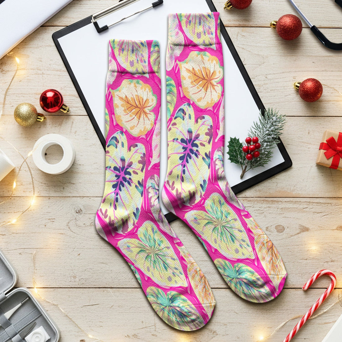 Tropical Colorful Leaf Nurse Socks