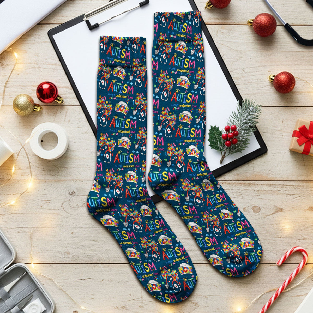 Autism Awareness Accept Understand Love Nurse Socks