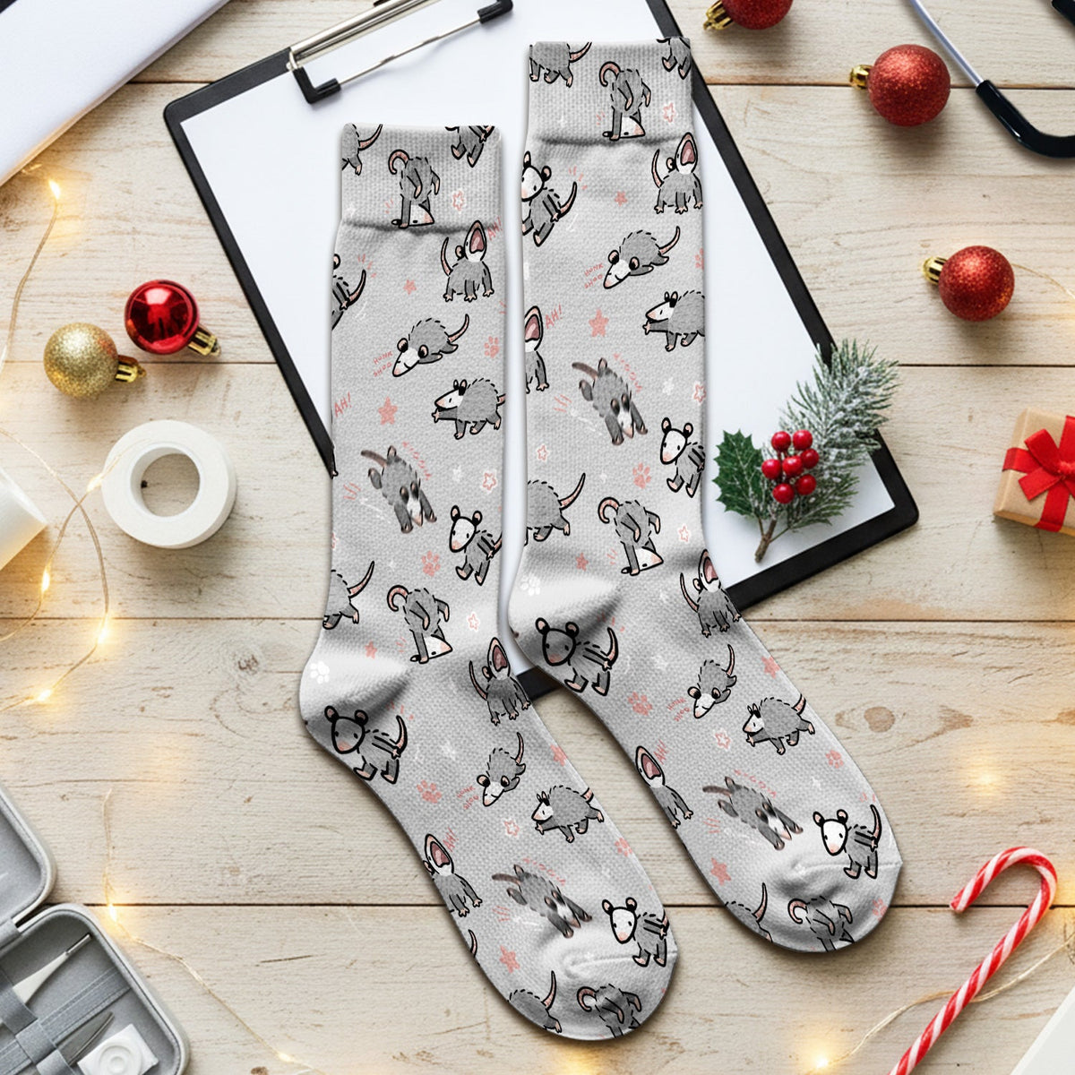 Cartoon Opossum Nurse Socks