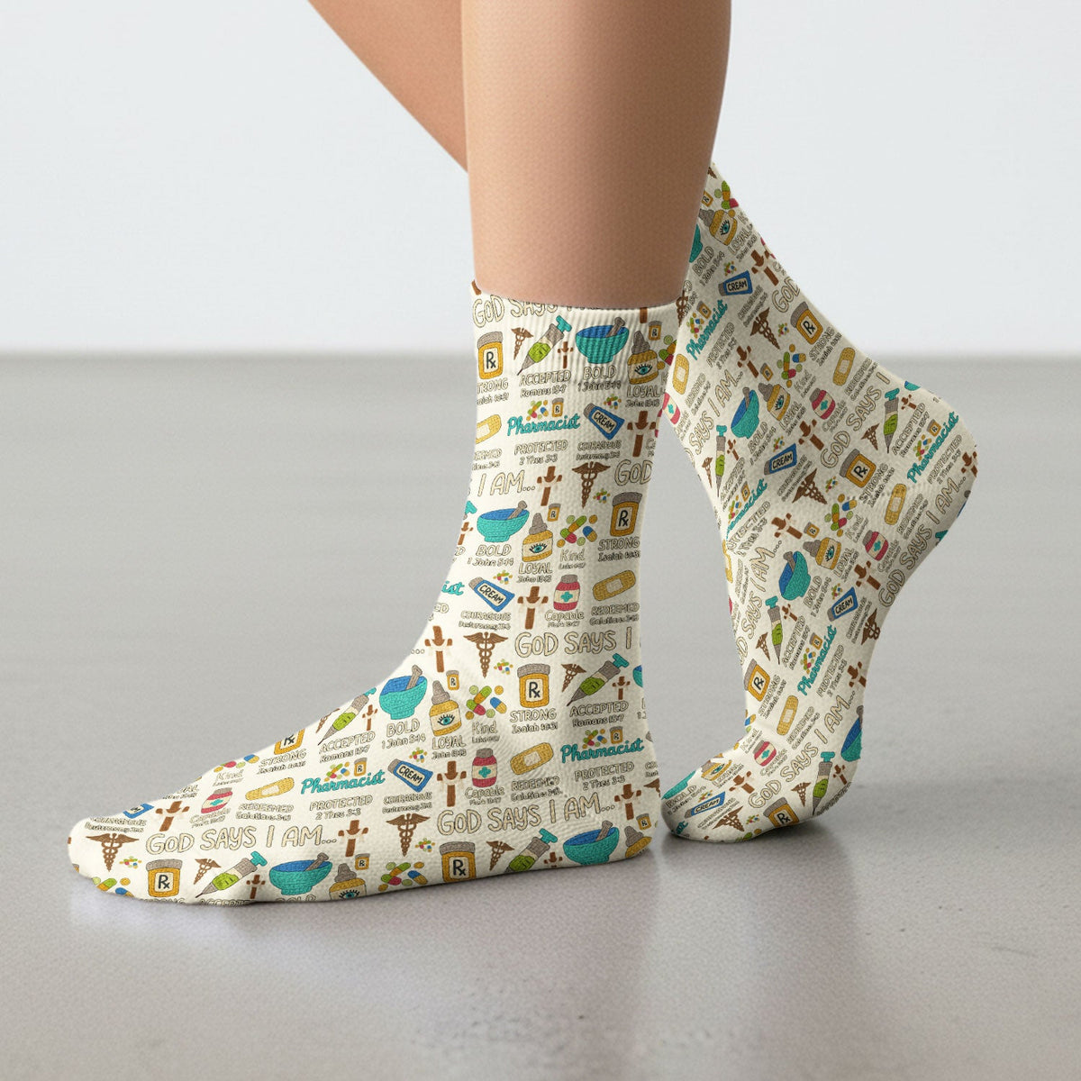 God Says I Am Pharmacist Nurse Socks