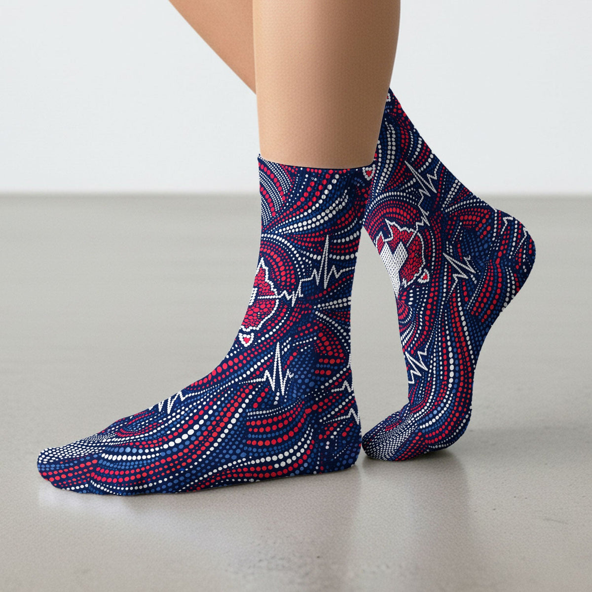 Dot Art Cross Heartbeat Nurse Socks