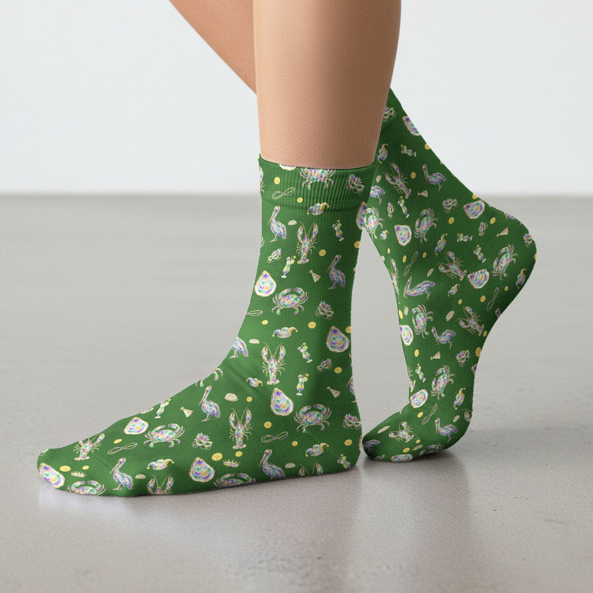 Mardi Gras Seafood Nurse Socks