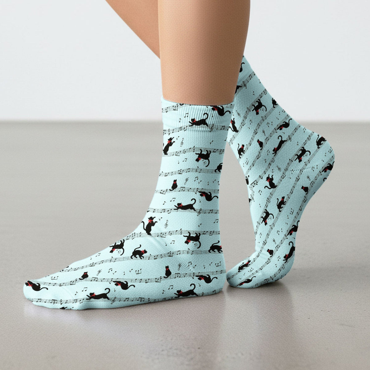 Dancing Black Cat Music Nurse Socks