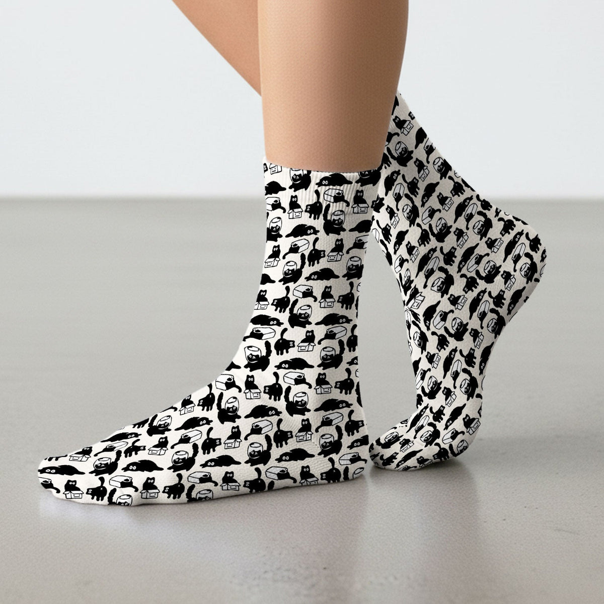 Dark Playful Cat Nurse Socks
