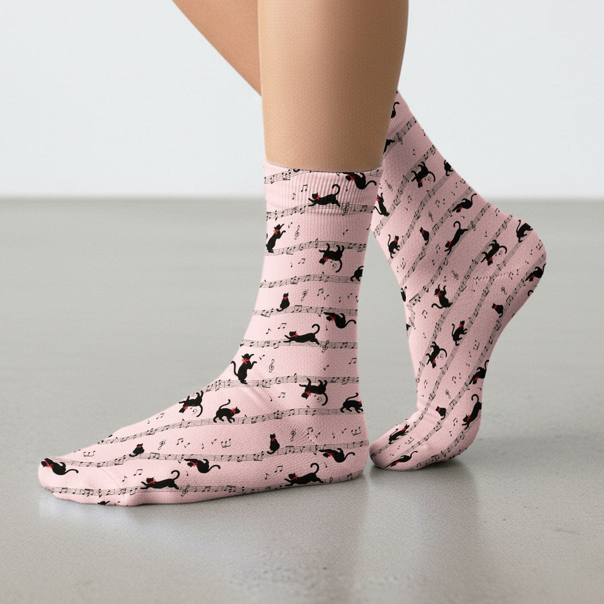 Dancing Black Cat Music Nurse Socks