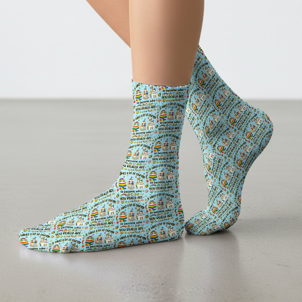 Nurse Rainbow Cat Courage Socks