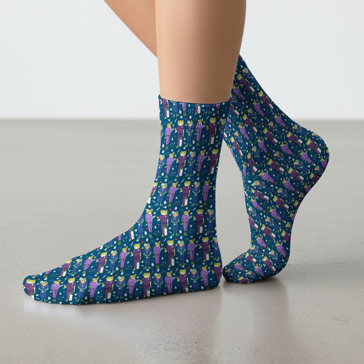 Frog Print Nurse Socks