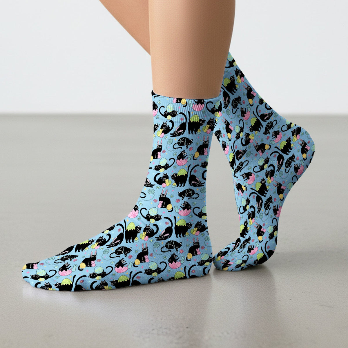 Black Cat Egg Nurse Socks - Easter Gift