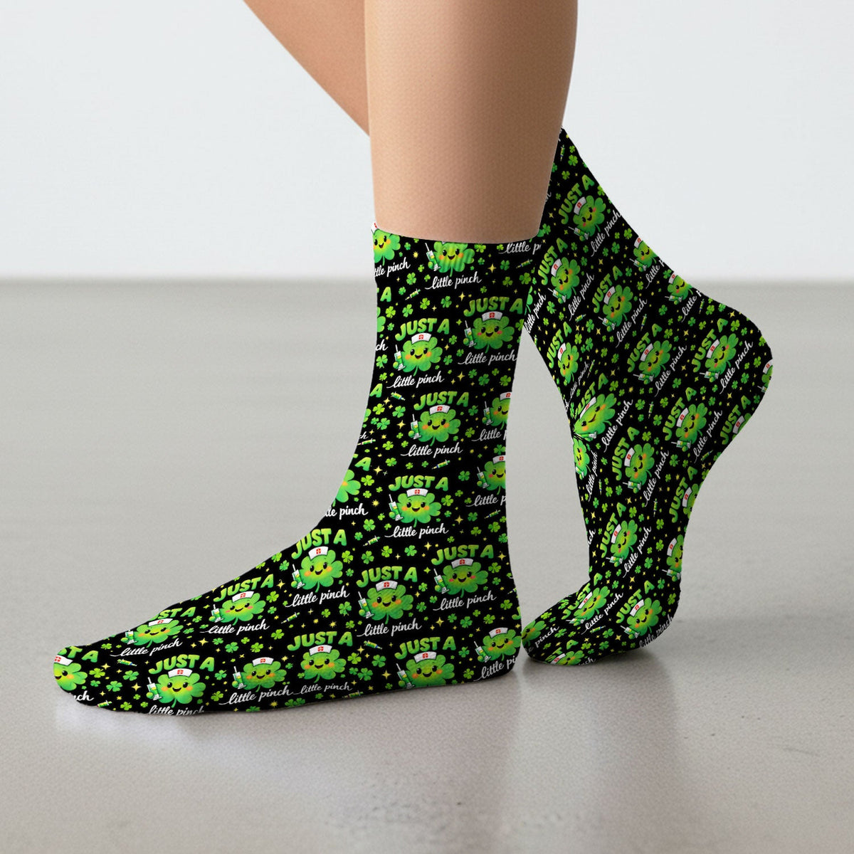 Shamrock Just A Little Pinch Nurse Socks
