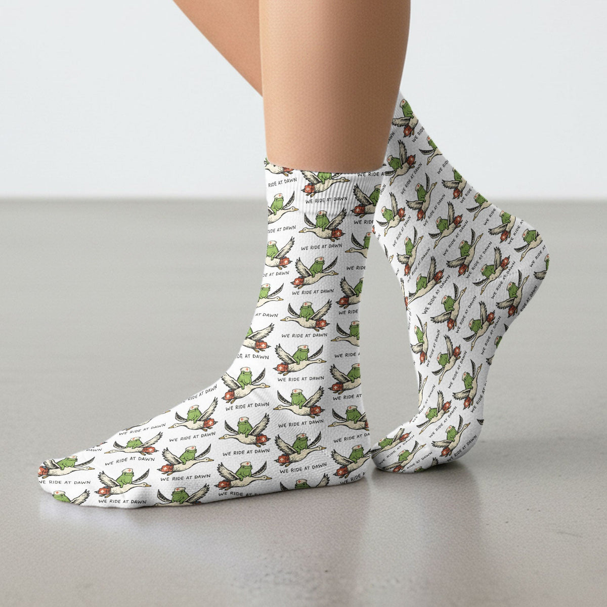 Frog Riding Goose Nurse Socks