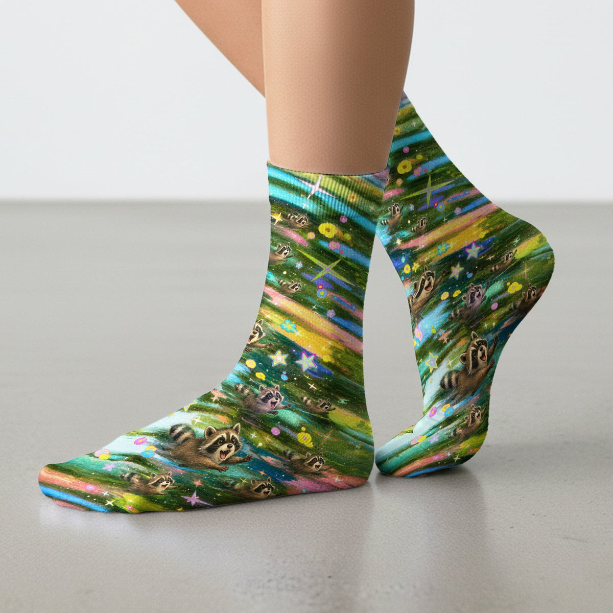 Raccoon Rainbow Dash Nurse Socks