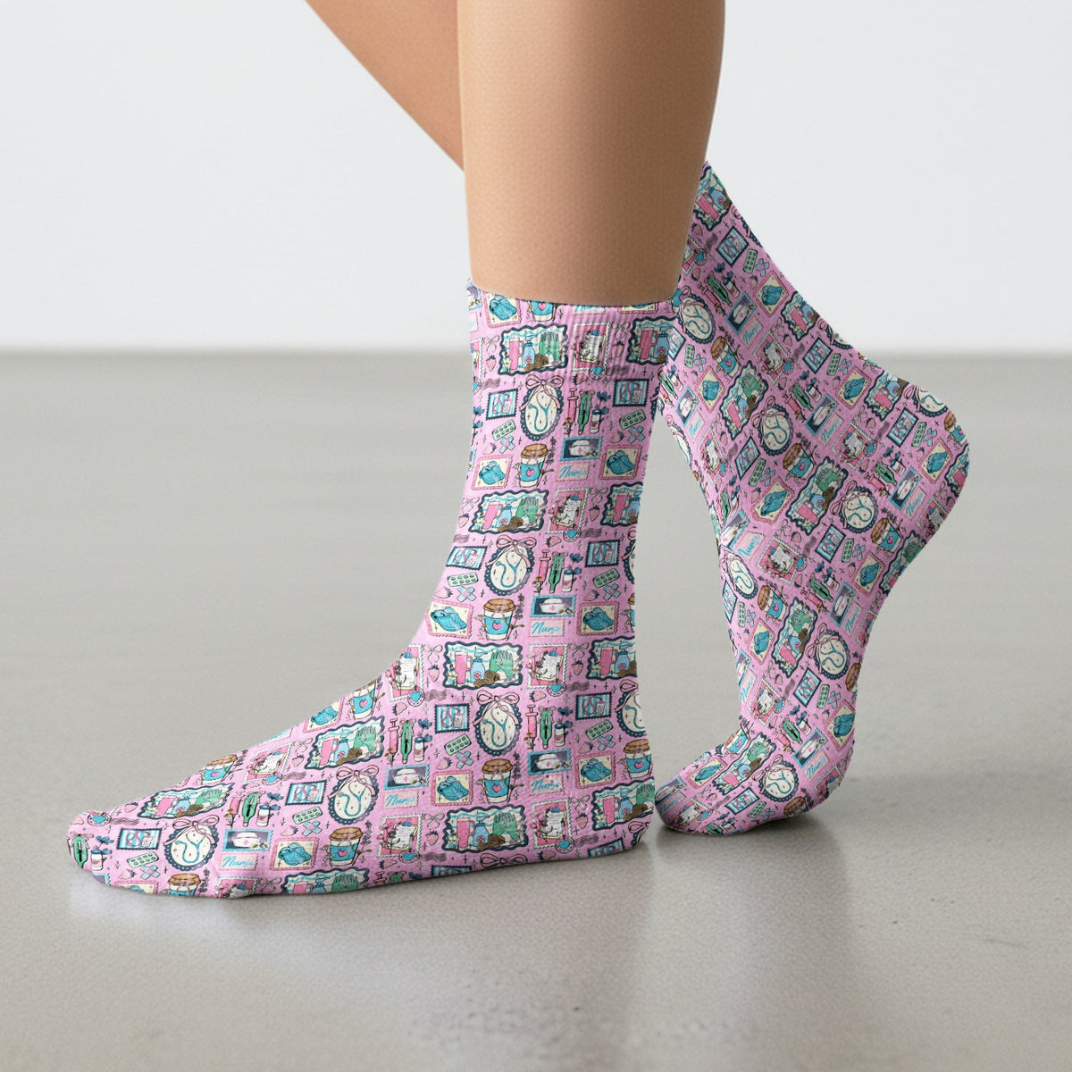 Stethoscope Syringe Frame Nurse Socks