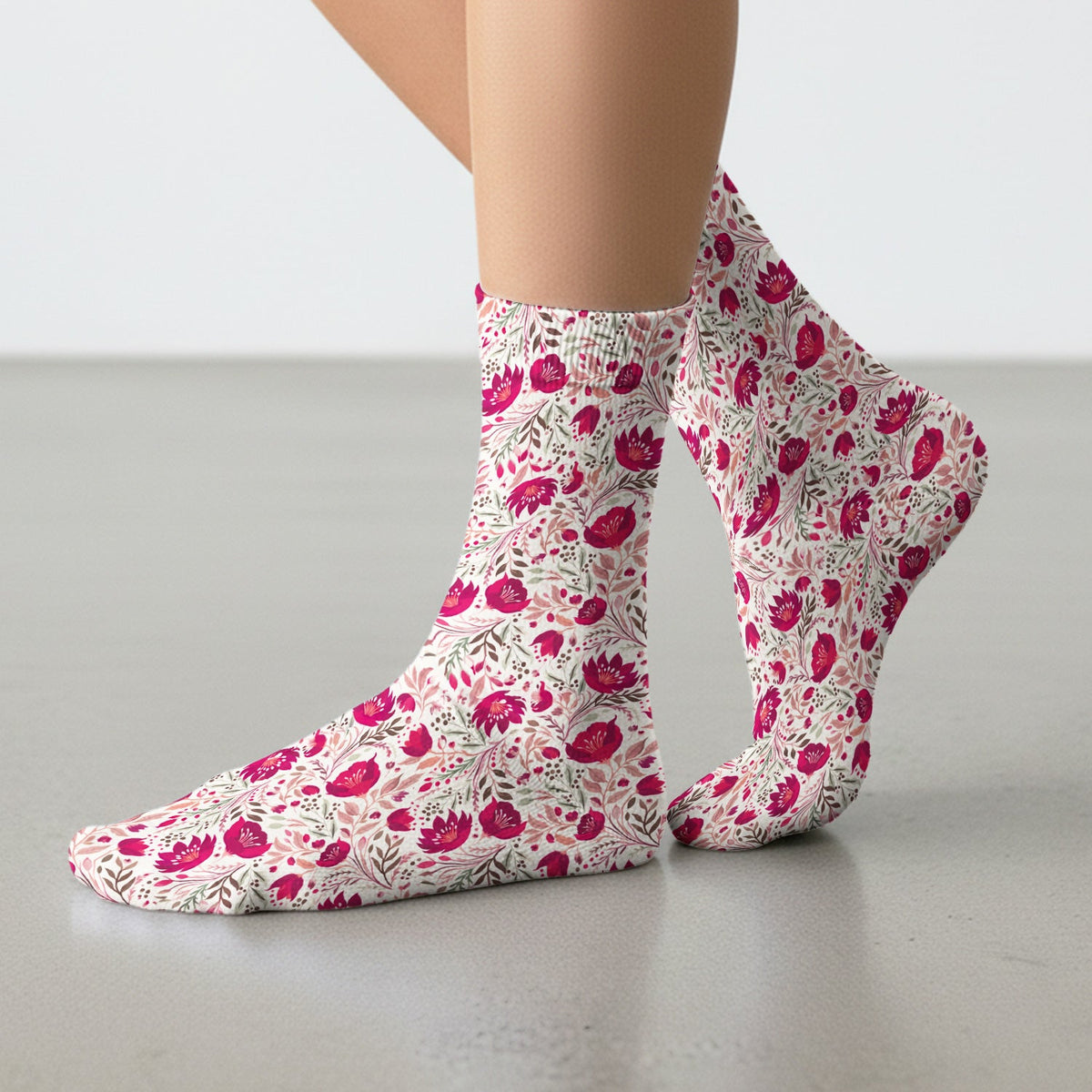 Elegant Floral Botanical Nurse Socks