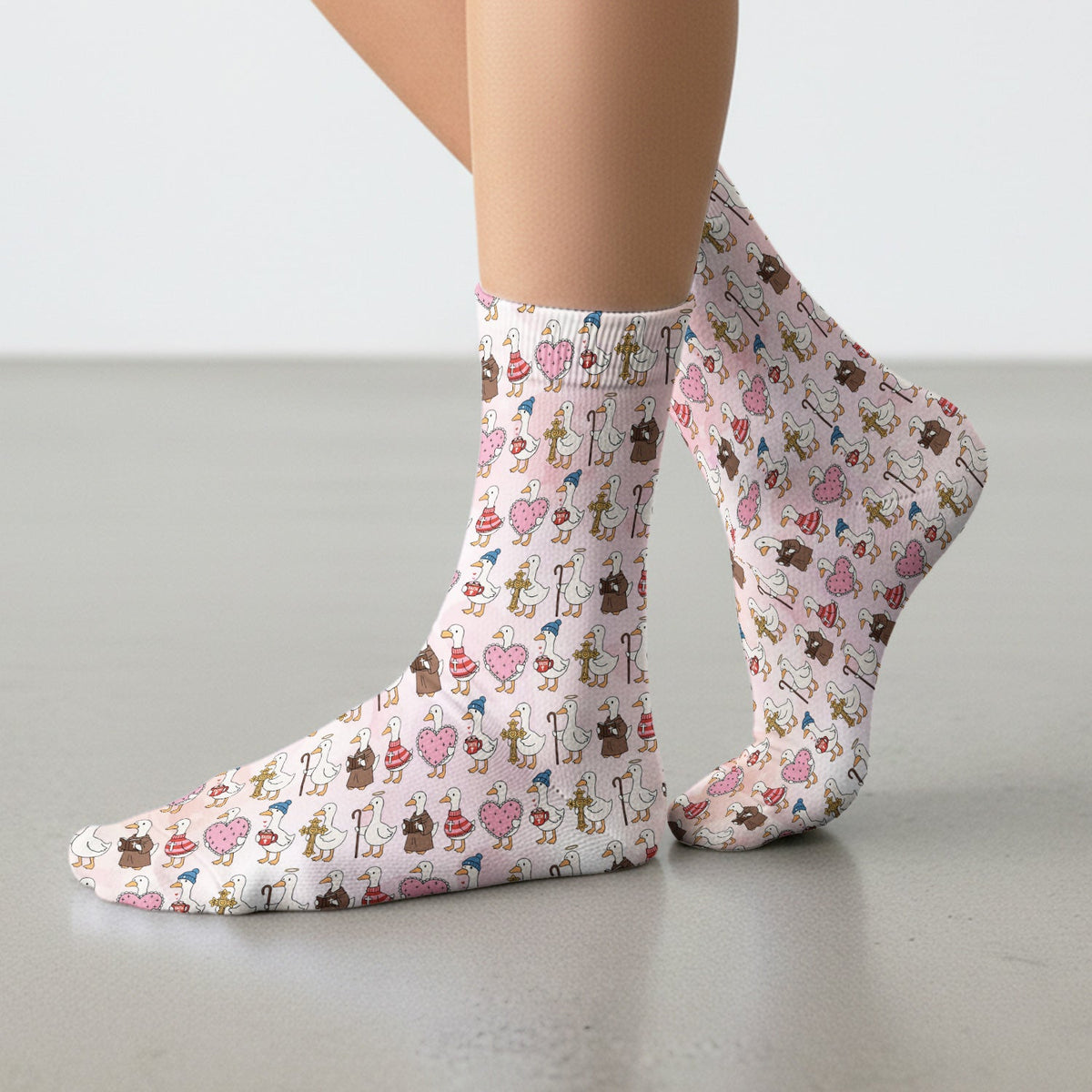 Goose Heart Illustration Nurse Socks - Valentines Day Gift