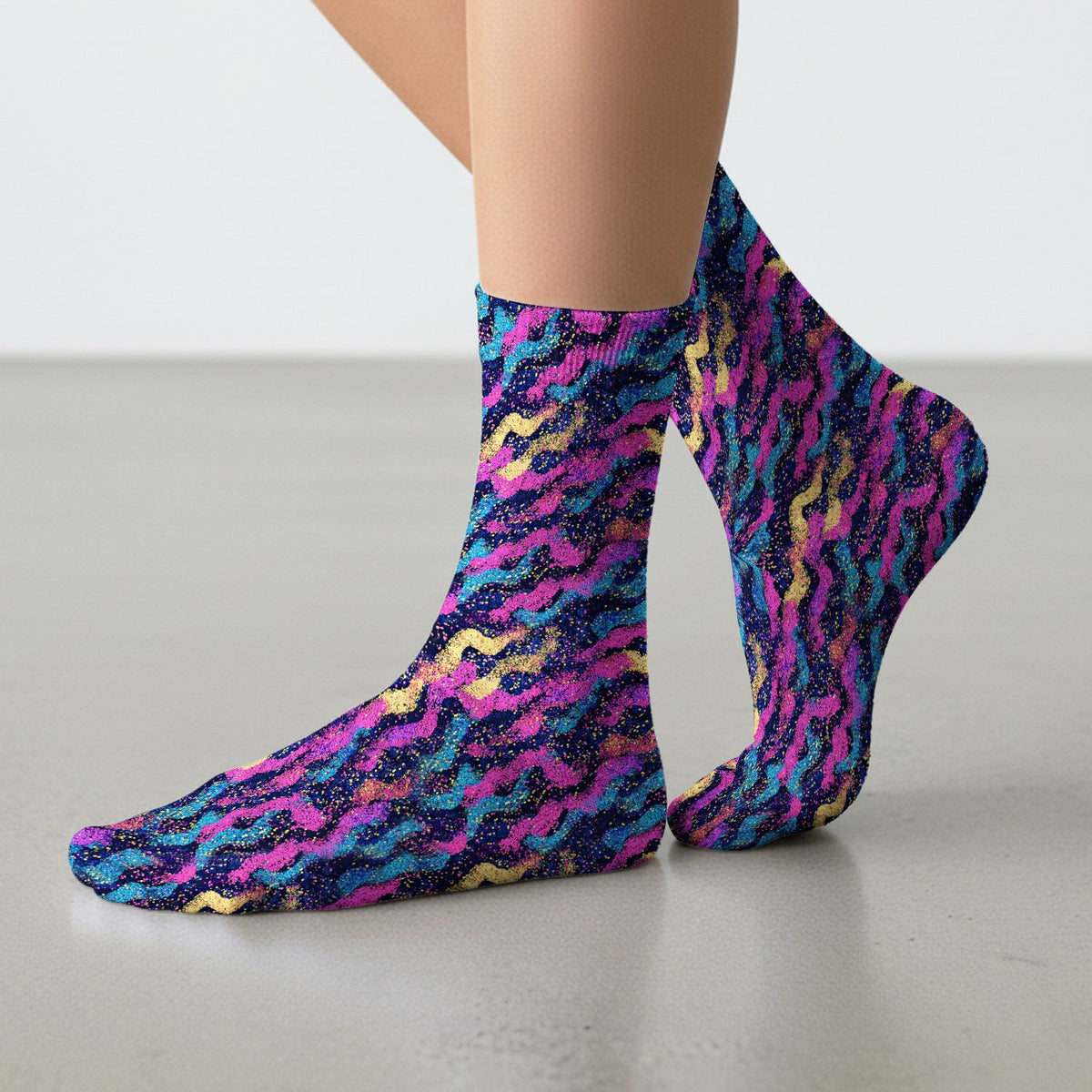 Neon Glitter Galaxy Nurse Socks