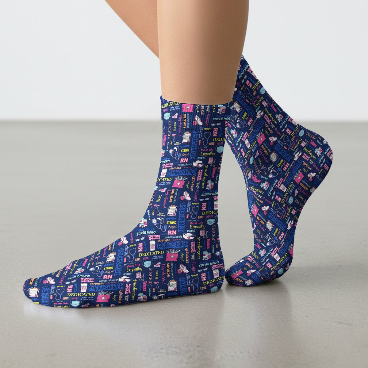 Colorful Nurse Life Typography Socks