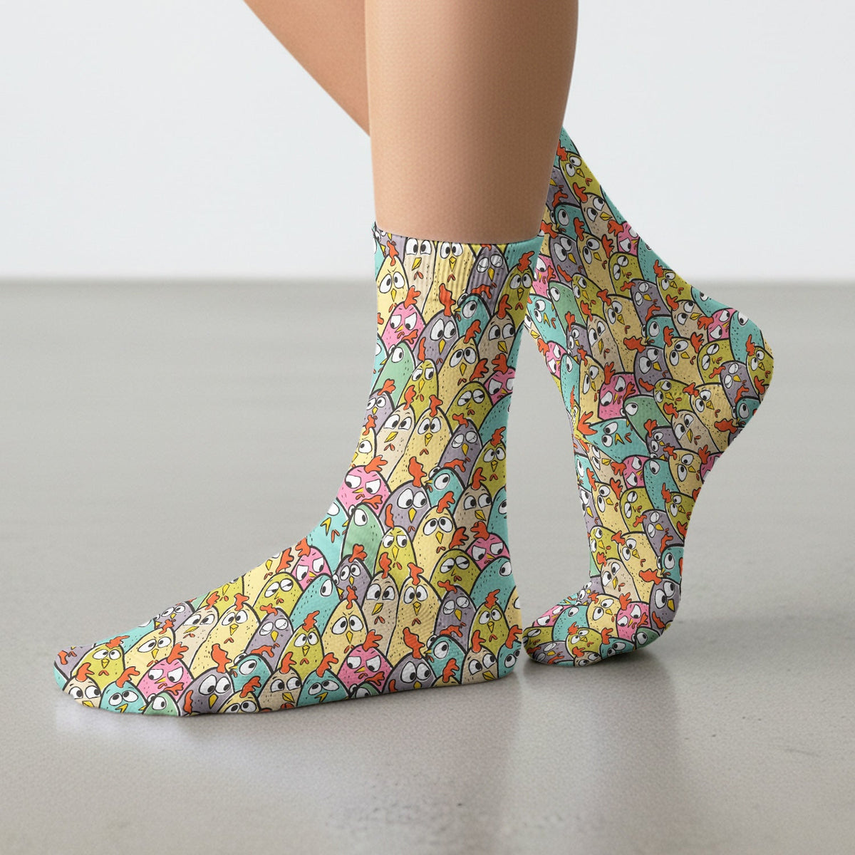 Cartoon Chicken Crowd Nurse Socks