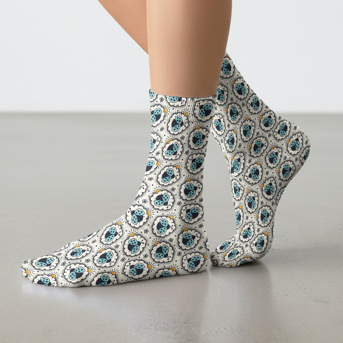 Ladybug Floral Frame Nurse Socks