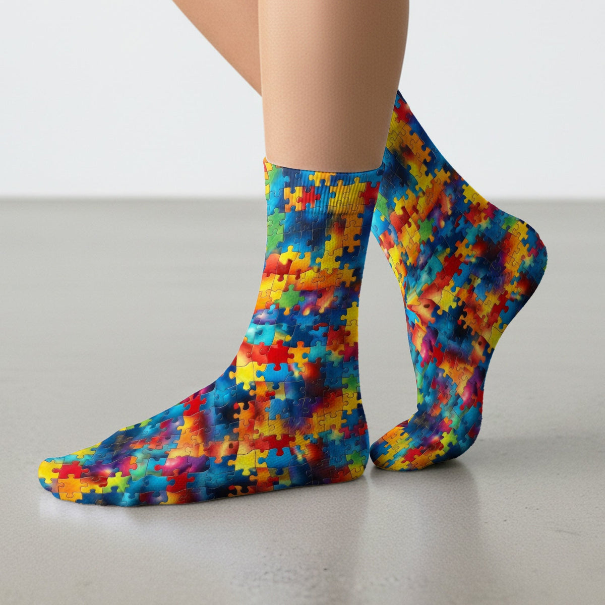 Rainbow Puzzle Piece Nurse Socks