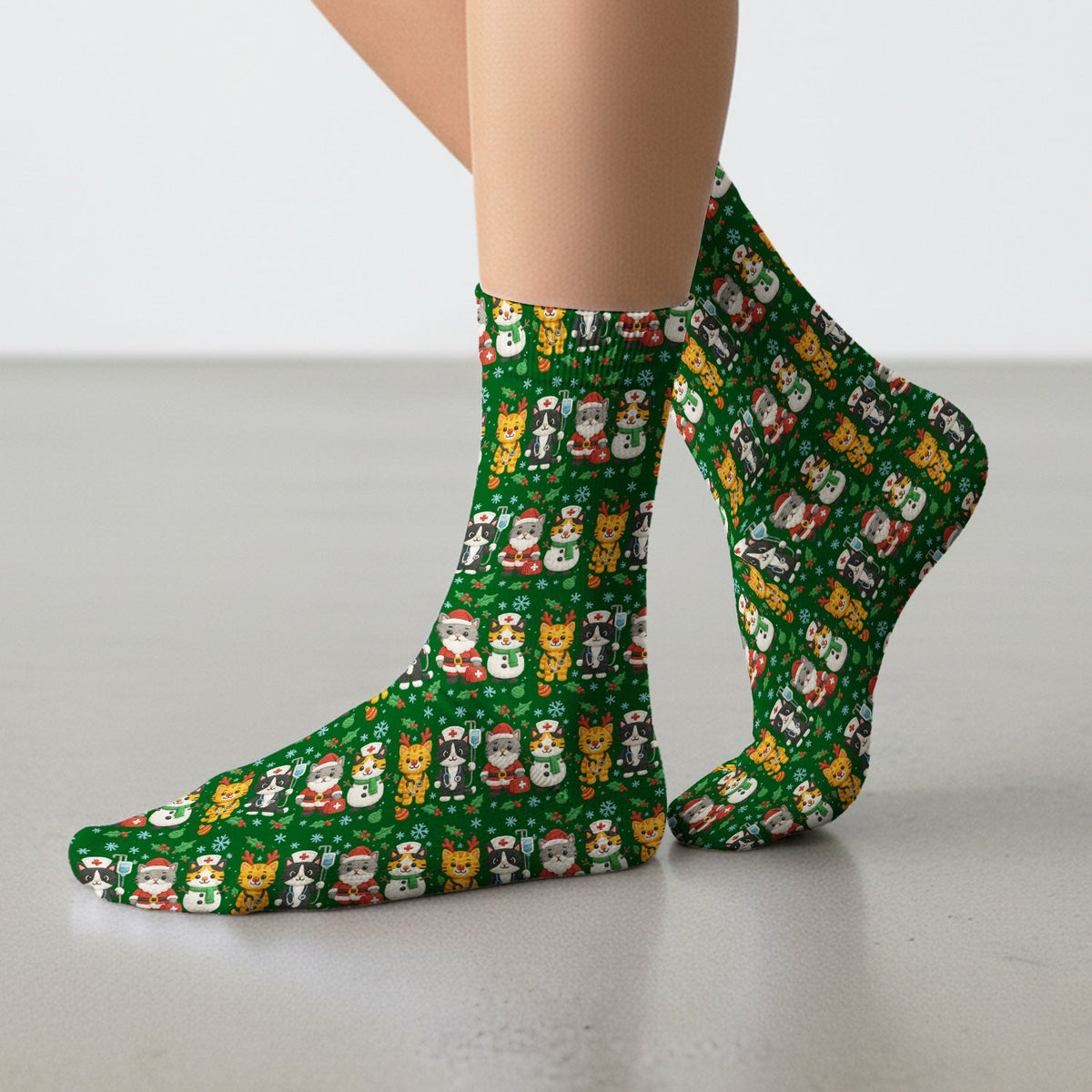 Christmas Kitty Nurse Socks
