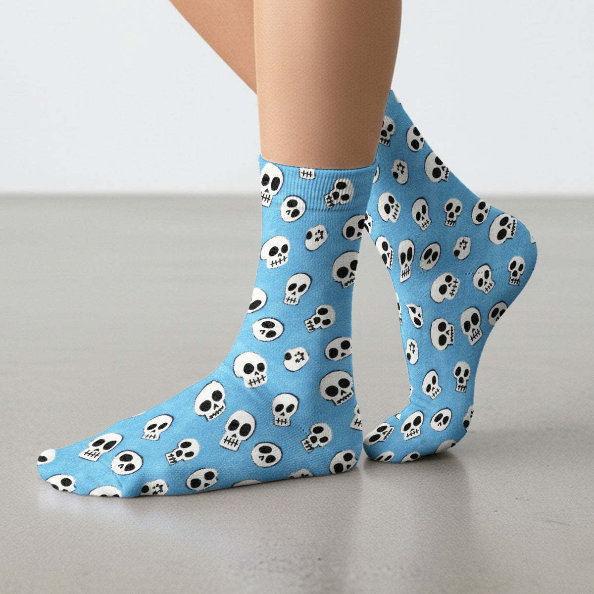 Blue Skull Nurse Socks - Halloween Gift