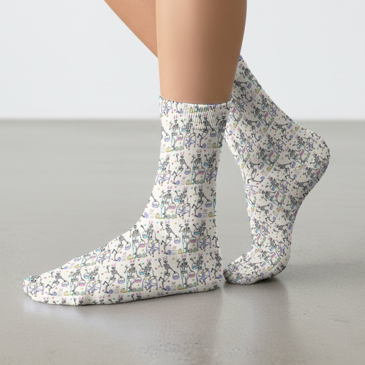 Fun Skeleton Bunny Nurse Socks - Easter Gift