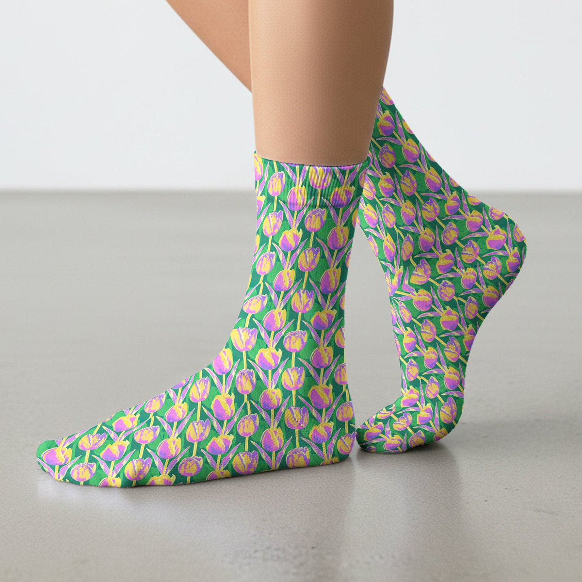 Colorful Tulip Floral Nurse Socks