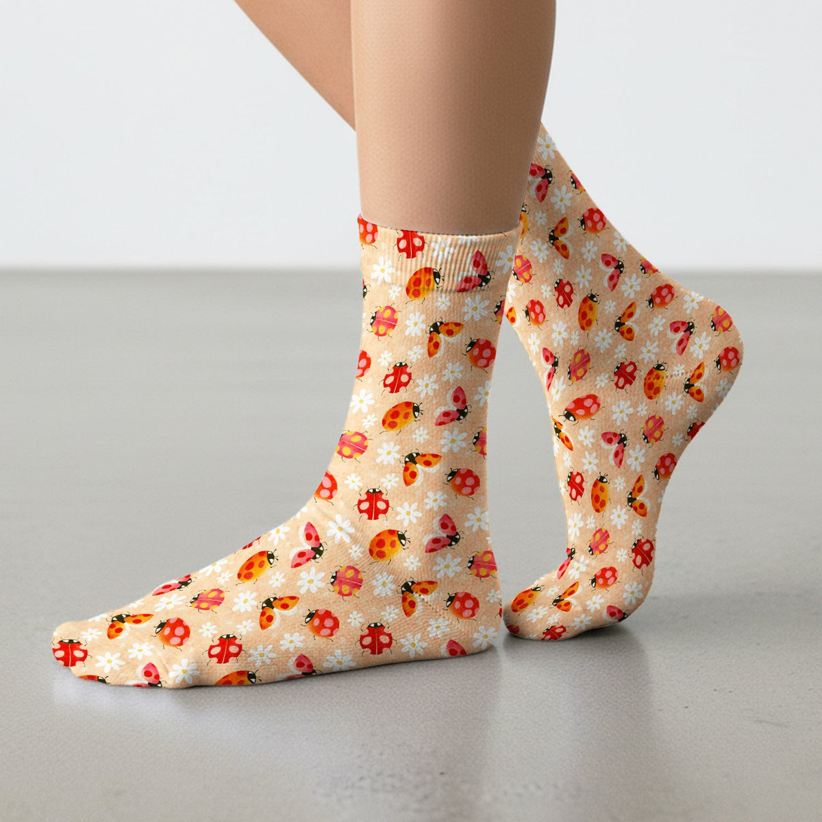 Ladybug Daisy Floral Nurse Socks