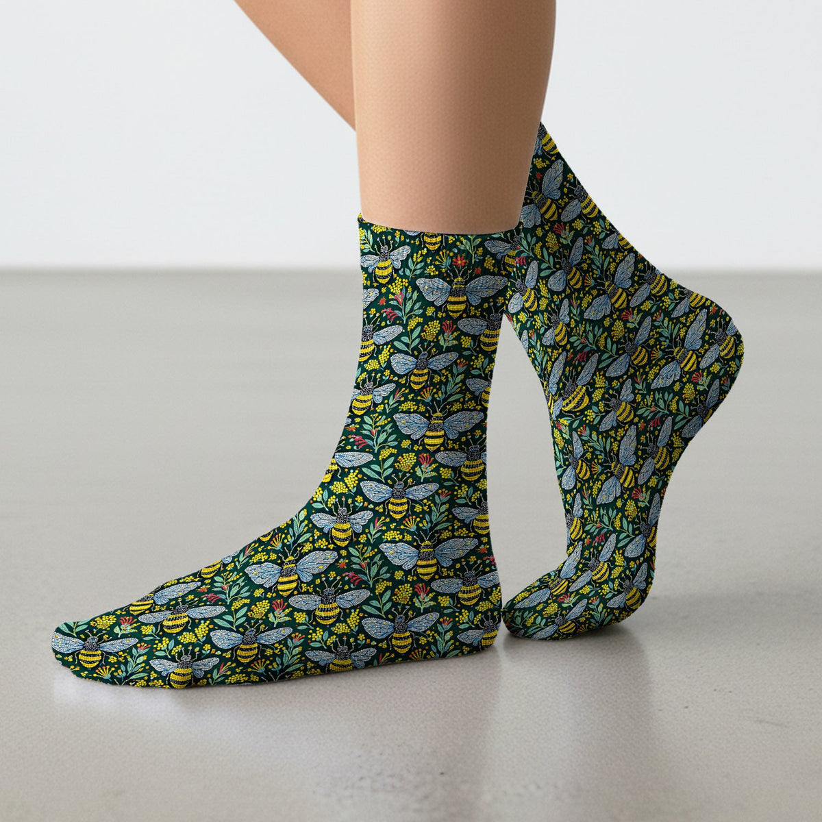 Honey Bee Wildflower Garden Nurse Socks