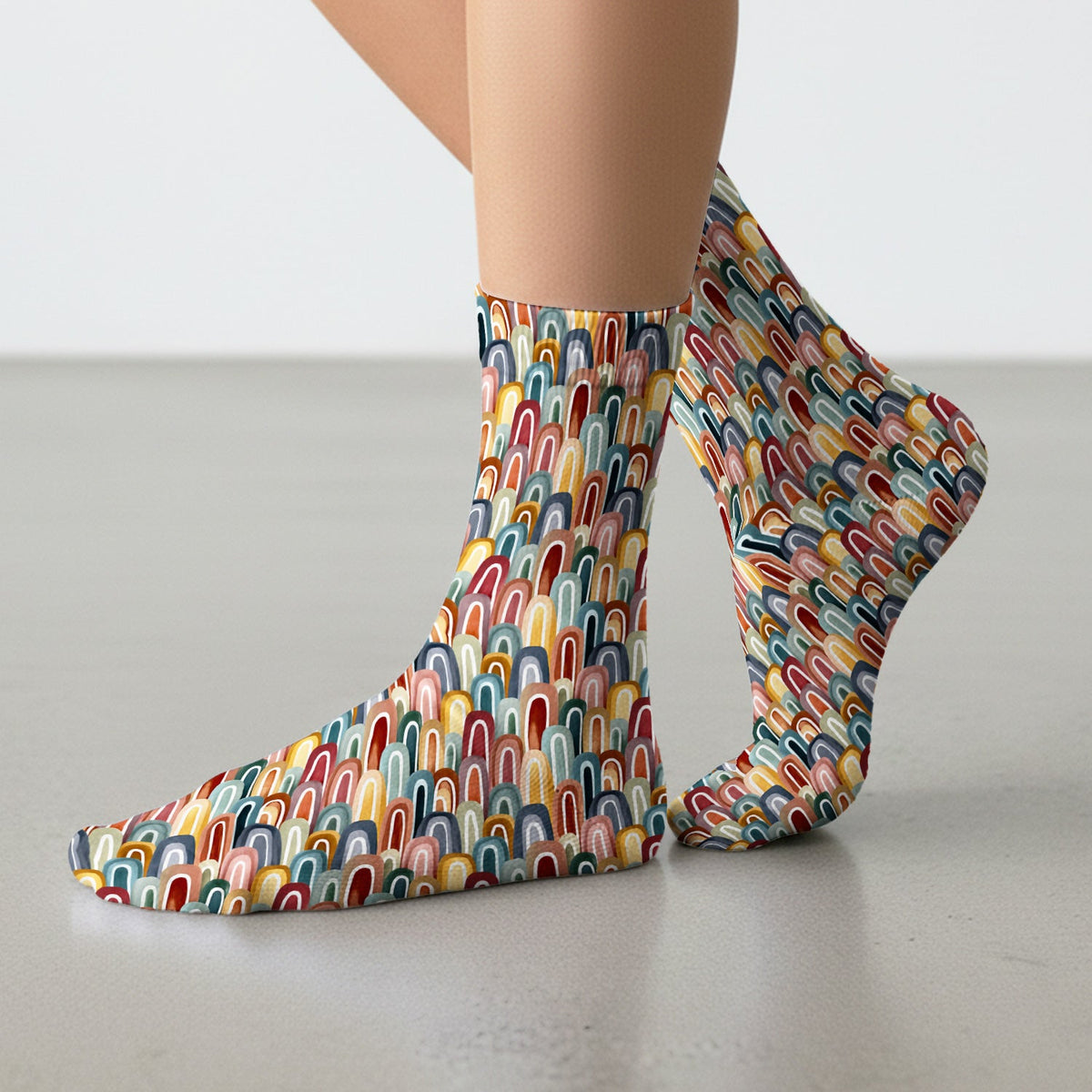 Retro Boho Rainbow Arch Nurse Socks