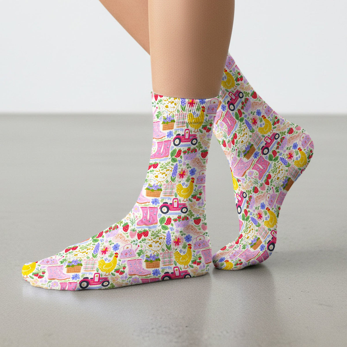 Farm Garden Chicken Nurse Socks