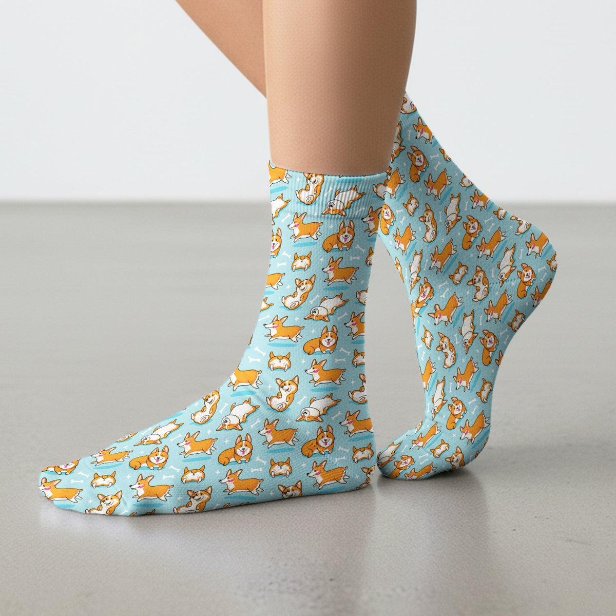 Corgi Dog Rolling Bone Nurse Socks