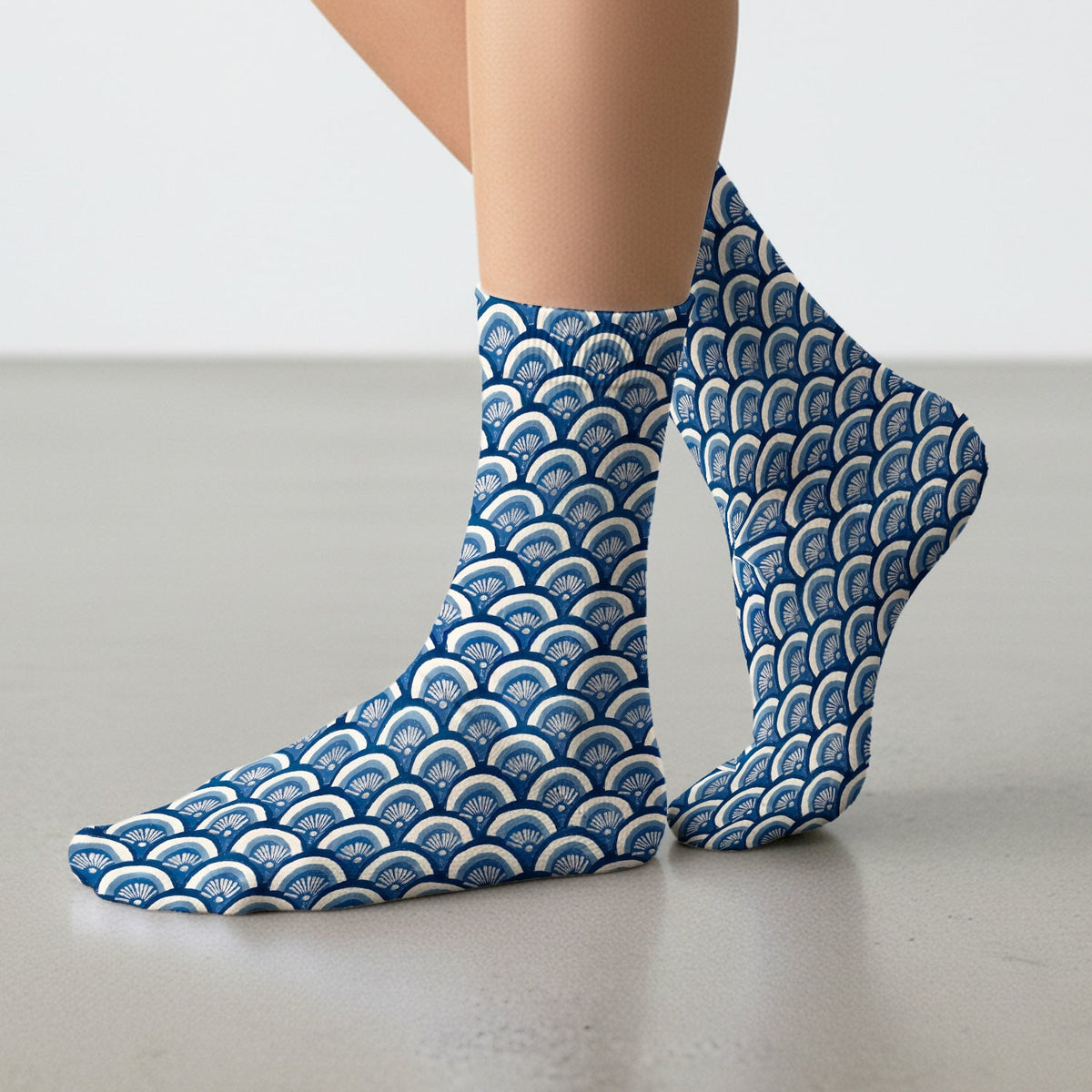 Blue Seashell Nurse Socks