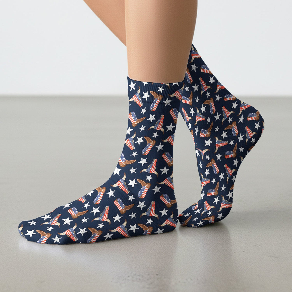 Western Boots Stars Nurse Socks