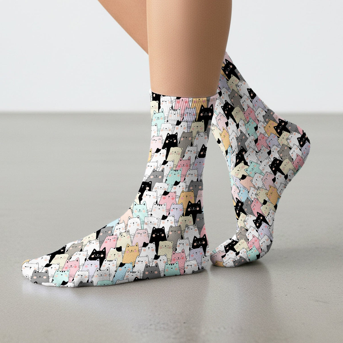 Cartoon Cat Crowd Nurse Socks