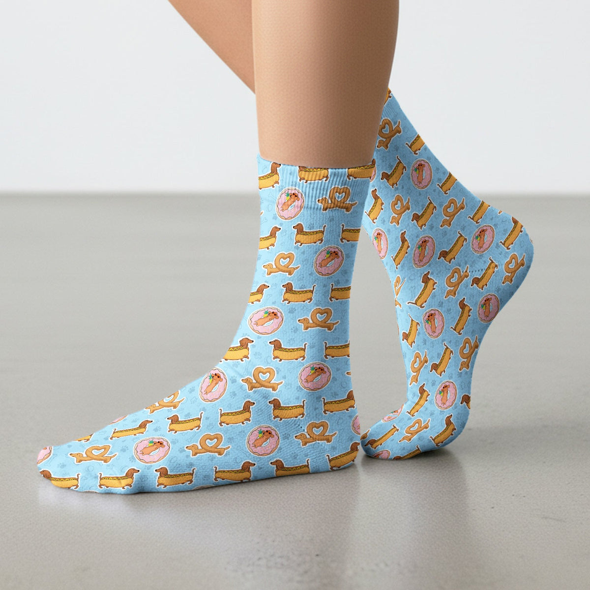 Dachshund Donut Heart Nurse Socks
