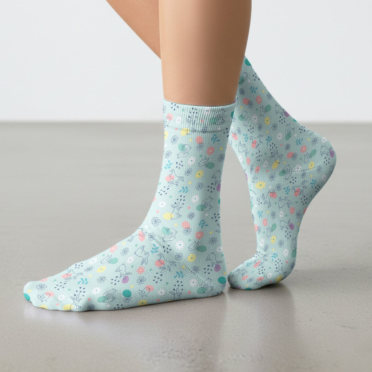 Whimsical Easter Bunny Eggs Nurse Socks